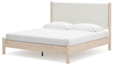 Cadmori Tan/Beige King Upholstered Platform Bed from Ashley - Luna Furniture