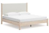 Cadmori Tan/Beige King Upholstered Platform Bed from Ashley - Luna Furniture