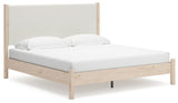 Cadmori Tan/Beige Upholstered Platform Bedroom Set from Ashley - Luna Furniture