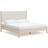 Cadmori Tan/Beige Upholstered Platform Bedroom Set from Ashley - Luna Furniture