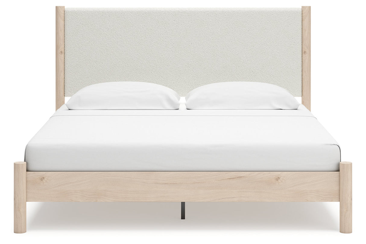Cadmori Tan/Beige King Upholstered Platform Bed from Ashley - Luna Furniture