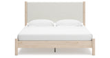 Cadmori Tan/Beige King Upholstered Platform Bed from Ashley - Luna Furniture