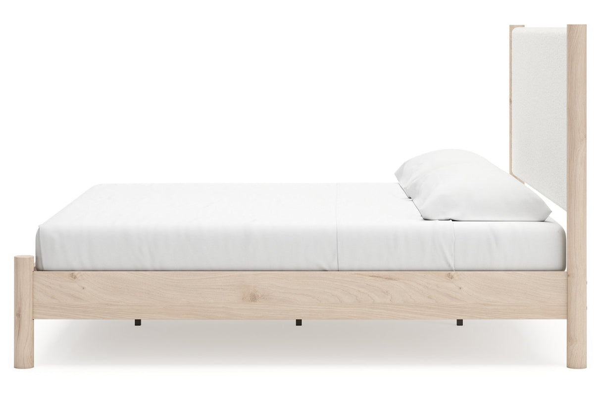 Cadmori Tan/Beige King Upholstered Platform Bed from Ashley - Luna Furniture