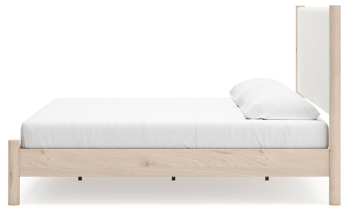Cadmori Two-tone King Upholstered Panel Bed, Dresser, Mirror and Nightstand from Ashley - Luna Furniture