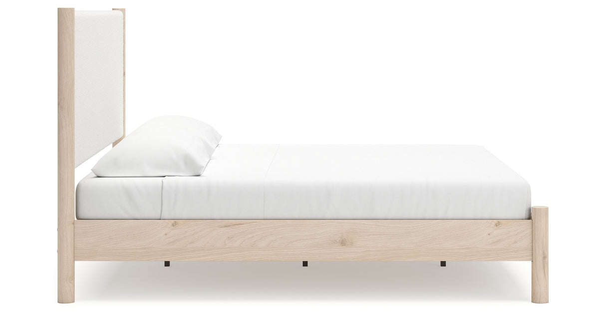 Cadmori Tan/Beige King Upholstered Platform Bed from Ashley - Luna Furniture