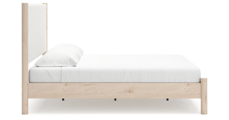 Cadmori Tan/Beige King Upholstered Platform Bed from Ashley - Luna Furniture