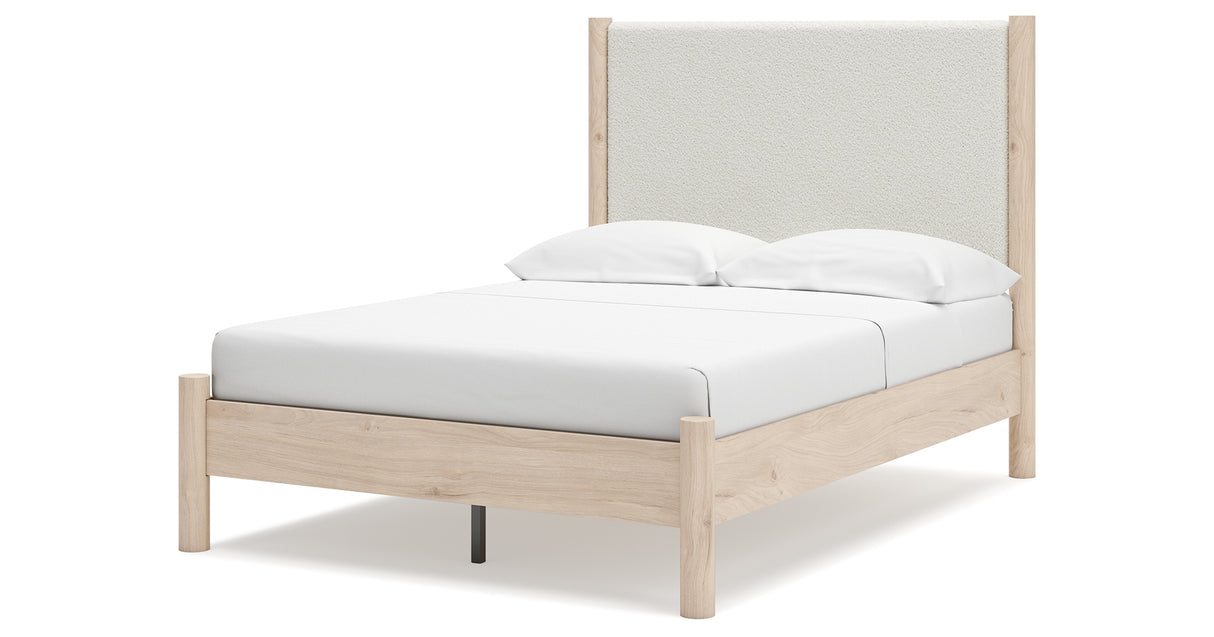 Cadmori Tan/Beige Full Upholstered Platform Bed from Ashley - Luna Furniture