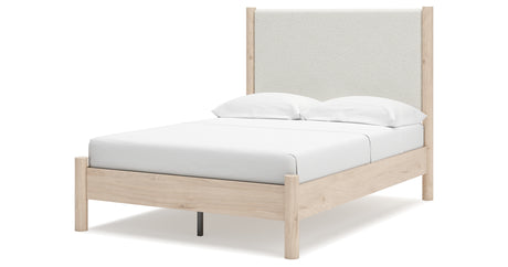 Cadmori Tan/Beige Full Upholstered Platform Bed from Ashley - Luna Furniture