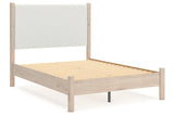 Cadmori Tan/Beige Full Upholstered Platform Bed from Ashley - Luna Furniture