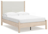 Cadmori Tan/Beige Full Upholstered Platform Bed from Ashley - Luna Furniture