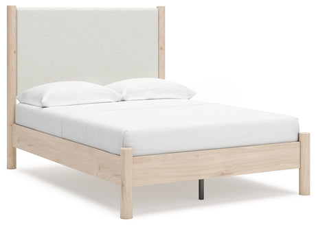 Cadmori Tan/Beige Full Upholstered Platform Bed from Ashley - Luna Furniture