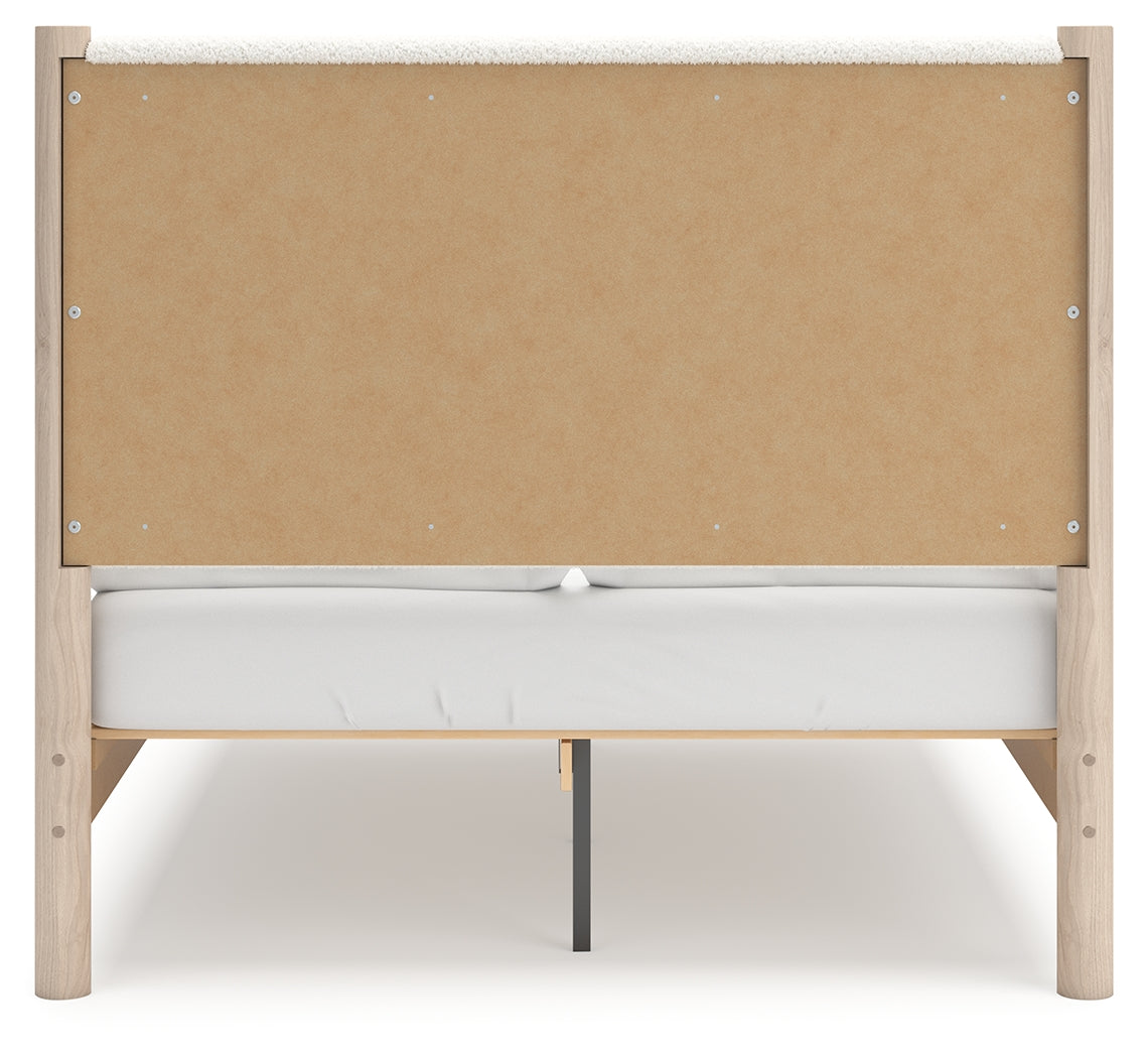 Cadmori Tan/Beige Full Upholstered Platform Bed from Ashley - Luna Furniture