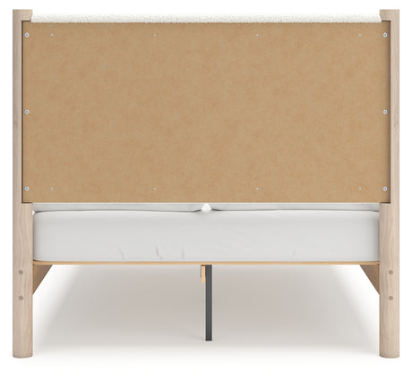 Cadmori Tan/Beige Full Upholstered Platform Bed from Ashley - Luna Furniture