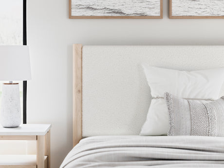 Cadmori Tan/Beige Full Upholstered Platform Bed from Ashley - Luna Furniture