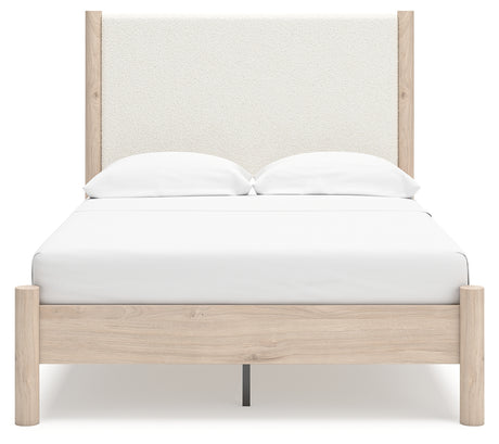 Cadmori Tan/Beige Full Upholstered Platform Bed from Ashley - Luna Furniture