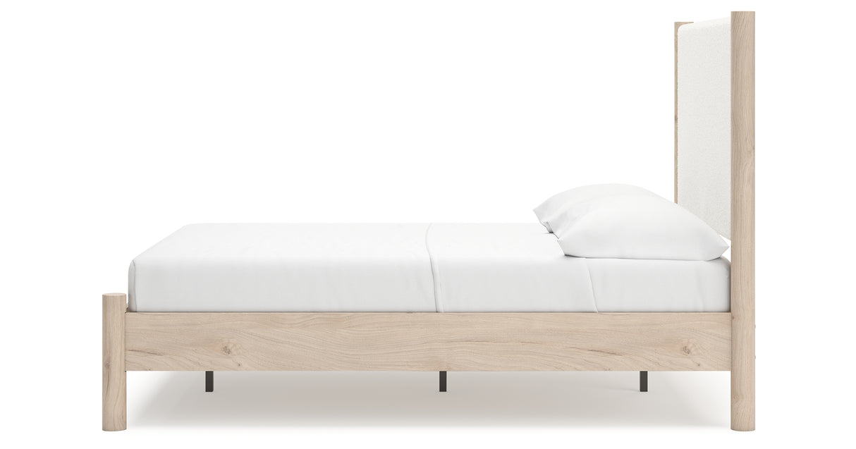Cadmori Tan/Beige Full Upholstered Platform Bed from Ashley - Luna Furniture