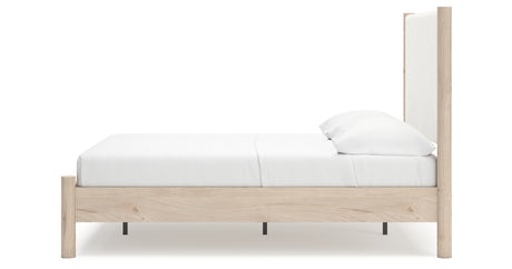 Cadmori Tan/Beige Full Upholstered Platform Bed from Ashley - Luna Furniture