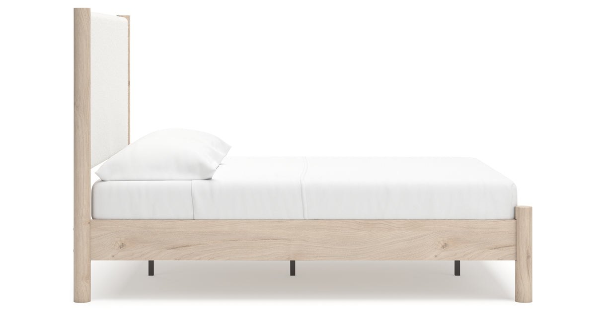 Cadmori Tan/Beige Full Upholstered Platform Bed from Ashley - Luna Furniture