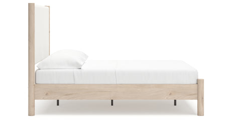 Cadmori Tan/Beige Full Upholstered Platform Bed from Ashley - Luna Furniture