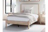 Cadmori Tan/Beige Full Upholstered Platform Bed from Ashley - Luna Furniture