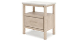 Cadmori Queen Upholstered Panel Bed with Mirrored Dresser and Nightstand in Two-tone from Ashley - Luna Furniture