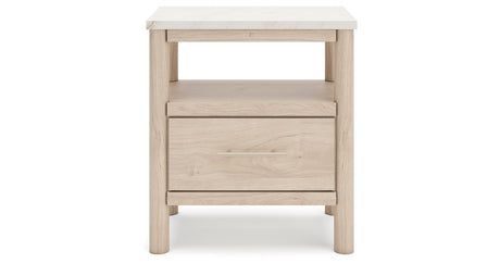 Cadmori Queen Upholstered Panel Bed with 2 Nightstands in Two-tone from Ashley - Luna Furniture