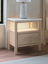Cadmori Two-tone King Upholstered Panel Bed, Dresser and Nightstand from Ashley - Luna Furniture