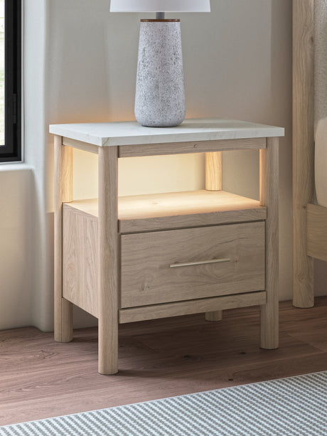 Cadmori Two-tone Queen Upholstered Panel Bed, Dresser and Nightstand from Ashley - Luna Furniture