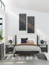 Cadmori Black/White Queen Upholstered Platform Bed from Ashley - Luna Furniture