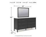 Cadmori Black/White King Upholstered Panel Bed, Dresser and Mirror from Ashley - Luna Furniture