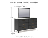 Cadmori Queen Upholstered Panel Bed, Dresser and Mirror in Black/White from Ashley - Luna Furniture