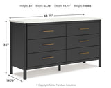 Cadmori Queen Upholstered Panel Bed with Dresser and 2 Nightstands in Black/White from Ashley - Luna Furniture