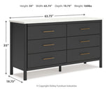 Cadmori Full Upholstered Panel Bed with Dresser and 2 Nightstands in Black/White from Ashley - Luna Furniture