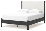 Cadmori Black/White Queen Upholstered Platform Bed from Ashley - Luna Furniture