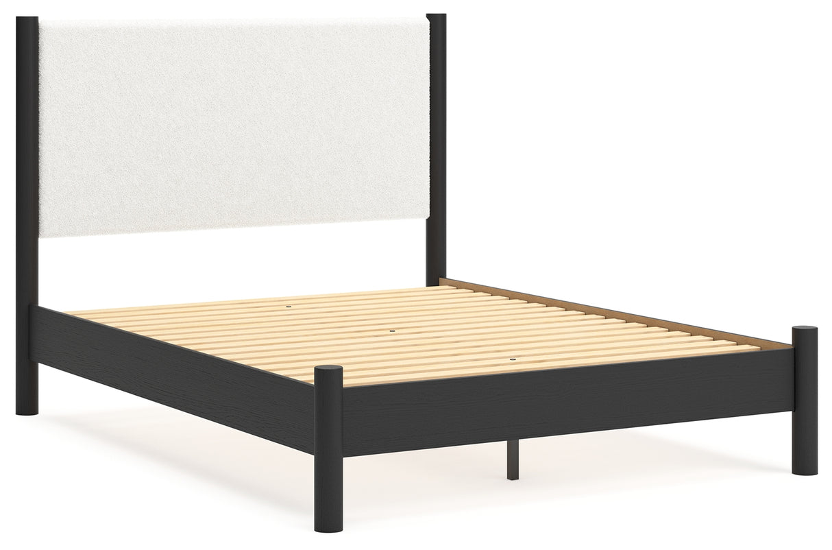 Cadmori Black/White Queen Upholstered Platform Bed from Ashley - Luna Furniture
