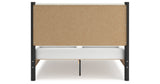 Cadmori Queen Upholstered Panel Bed with 2 Nightstands in Black/White from Ashley - Luna Furniture