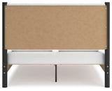Cadmori Queen Upholstered Panel Bed, Dresser and Mirror in Black/White from Ashley - Luna Furniture