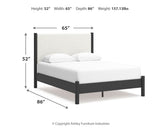 Cadmori Queen Upholstered Panel Bed with Dresser and 2 Nightstands in Black/White from Ashley - Luna Furniture