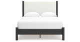 Cadmori Queen Upholstered Panel Bed with Dresser and 2 Nightstands in Black/White from Ashley - Luna Furniture