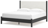 Cadmori Black/White King Upholstered Platform Bed from Ashley - Luna Furniture