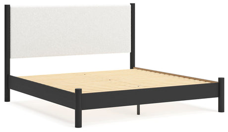 Cadmori Black/White King Upholstered Platform Bed from Ashley - Luna Furniture