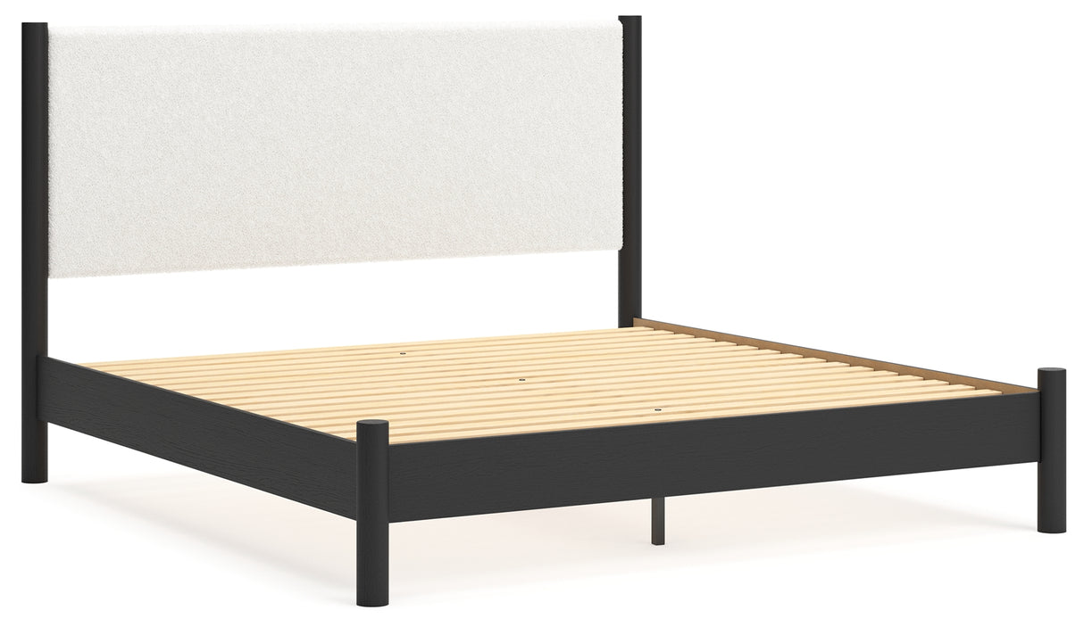Cadmori Black/White King Upholstered Platform Bed from Ashley - Luna Furniture