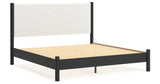 Cadmori King Upholstered Panel Bed with Dresser and 2 Nightstands in Black/White from Ashley - Luna Furniture