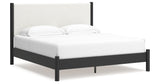 Cadmori King Upholstered Panel Bed with Dresser in Black/White from Ashley - Luna Furniture