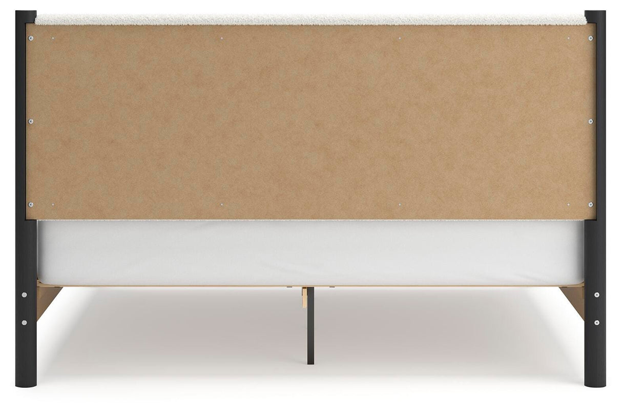 Cadmori Black/White King Upholstered Platform Bed from Ashley - Luna Furniture