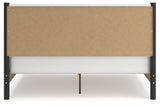 Cadmori Black/White King Upholstered Panel Bed, Dresser and Mirror from Ashley - Luna Furniture