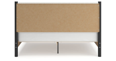 Cadmori King Upholstered Panel Bed with Dresser and 2 Nightstands in Black/White from Ashley - Luna Furniture