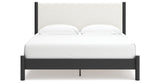 Cadmori King Upholstered Panel Bed with Dresser in Black/White from Ashley - Luna Furniture