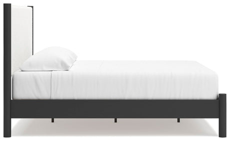Cadmori Black/White King Upholstered Platform Bed from Ashley - Luna Furniture