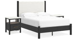 Cadmori Full Upholstered Panel Bed with 2 Nightstands in Black/White from Ashley - Luna Furniture
